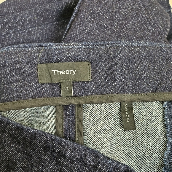Theory High-Rise Nep Denim dark Wash Skinny Leggings Size 12 - Picture 9 of 10